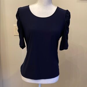CeCe Navy Ruched Sleeve Blouse